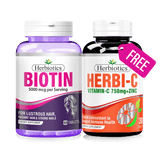 Buy 1 Biotin 5000mcg & Get 1 Herbi-C Free - Herbiotics.com.pk