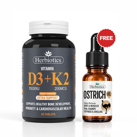Vitamin D3 + K2 10000 IU + Free Ostrich Oil